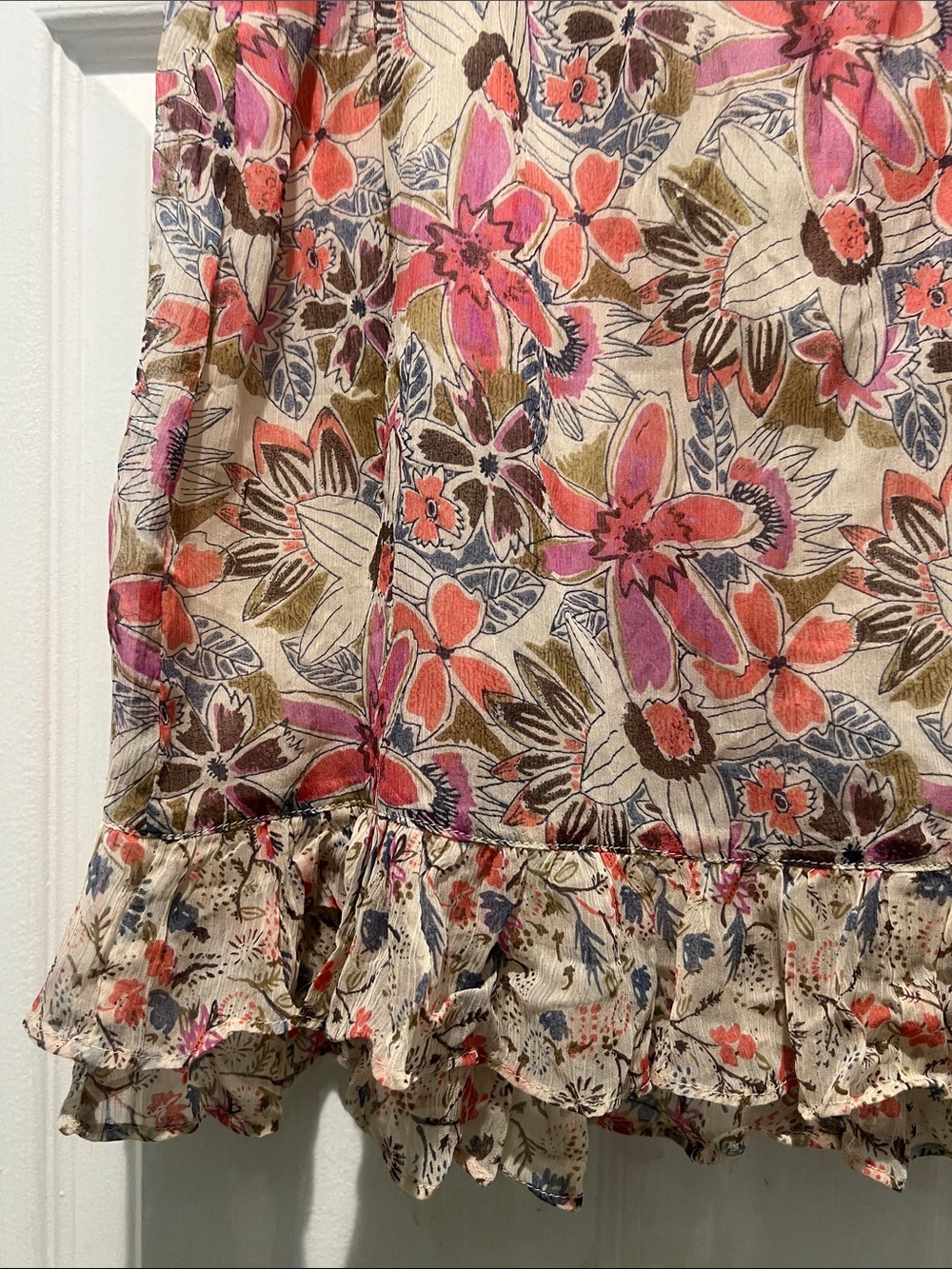Free People NWT Pink Floral Asymmetrical Ruffle Wrap Skirt - Picture 7 of 7